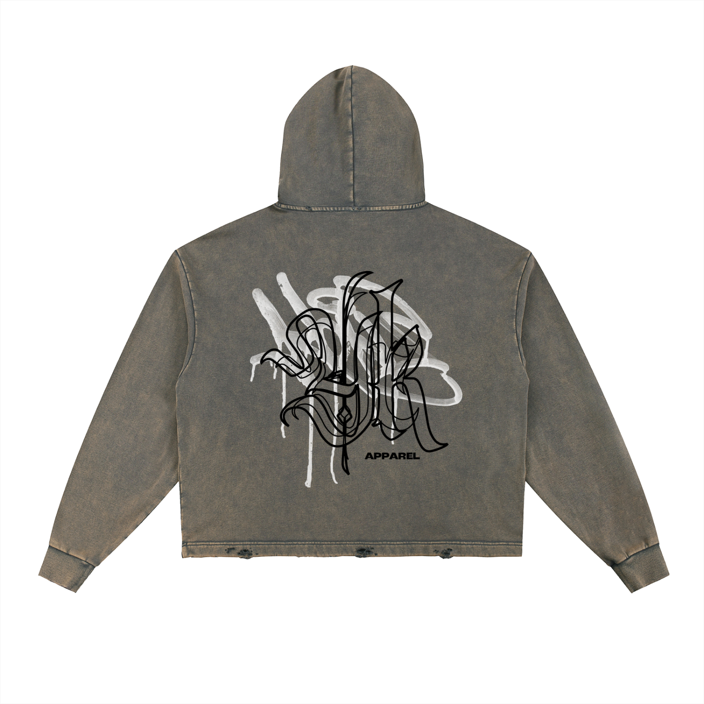Vintage Washed Frayed-Hem Hoodie