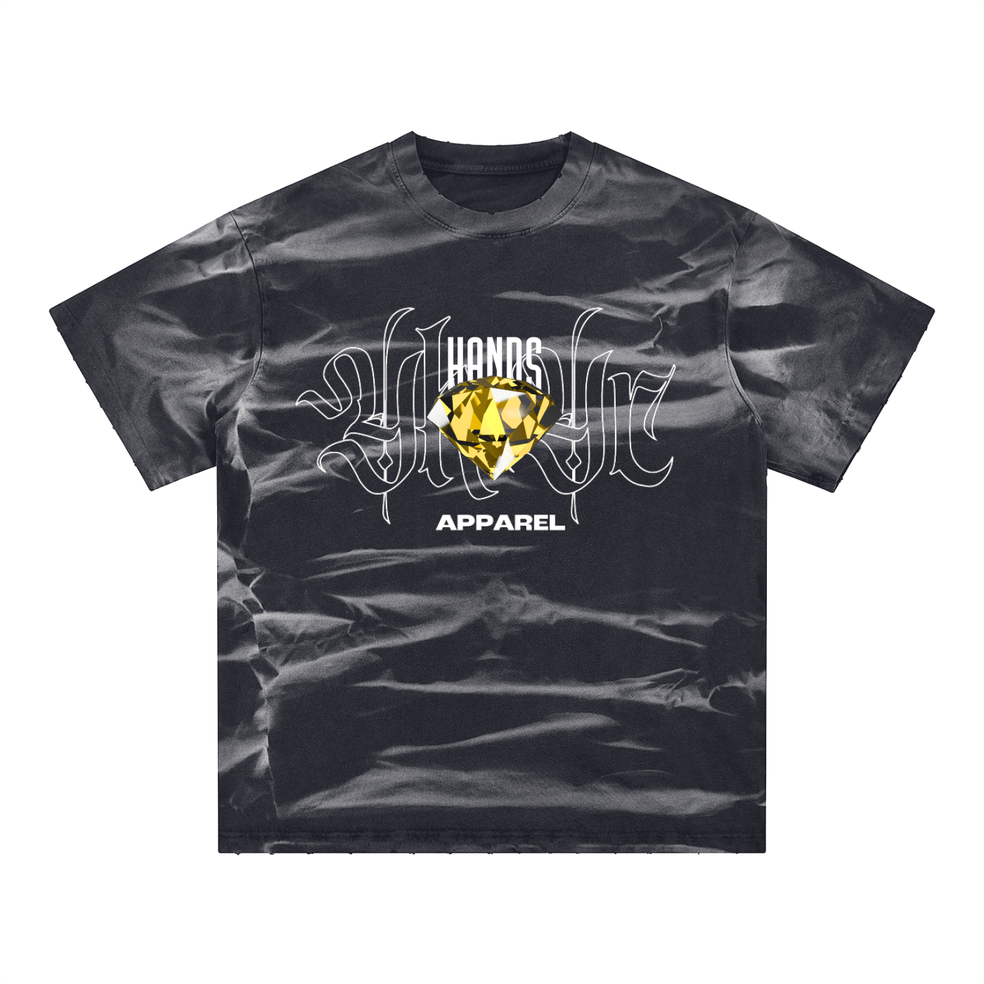 Irregular Stripe Frayed Monkey Washed T-Shirt - 250 GSM