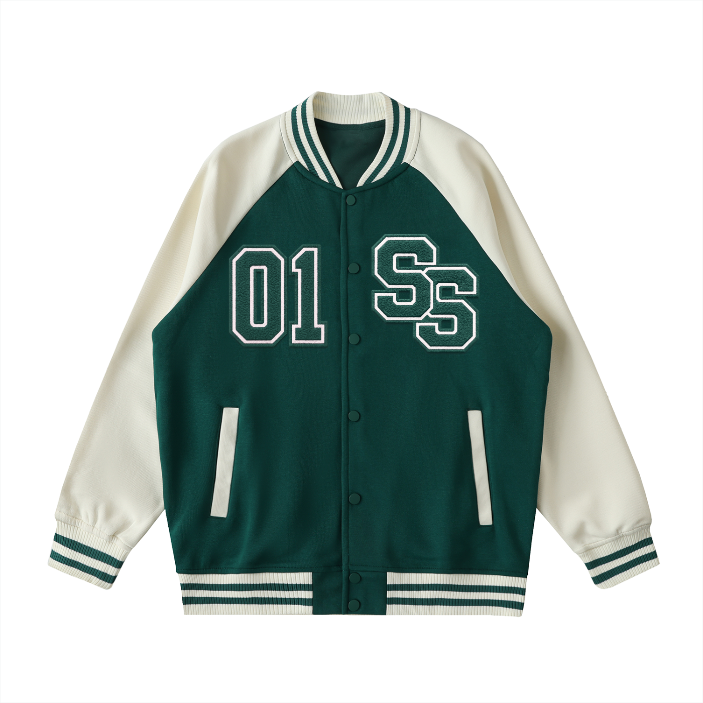 Two Tone Raglan Sleeve Varsity Jacket