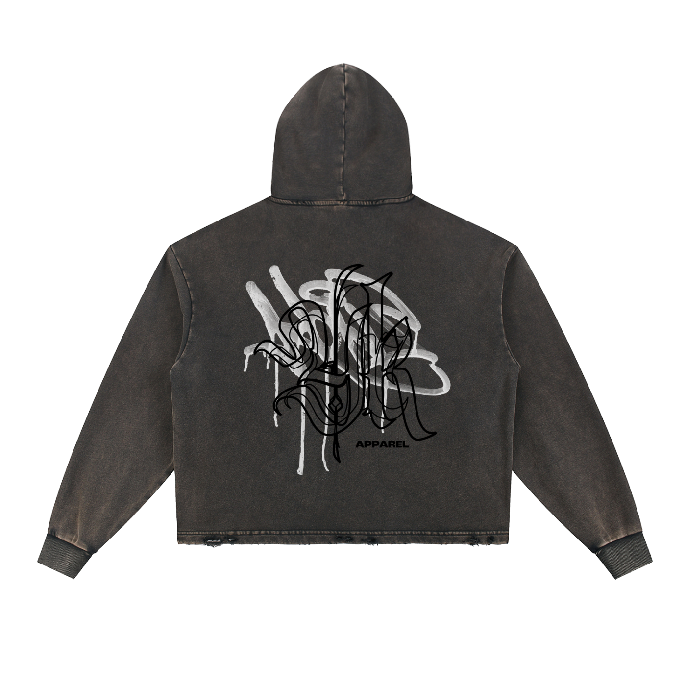 Vintage Washed Frayed-Hem Hoodie