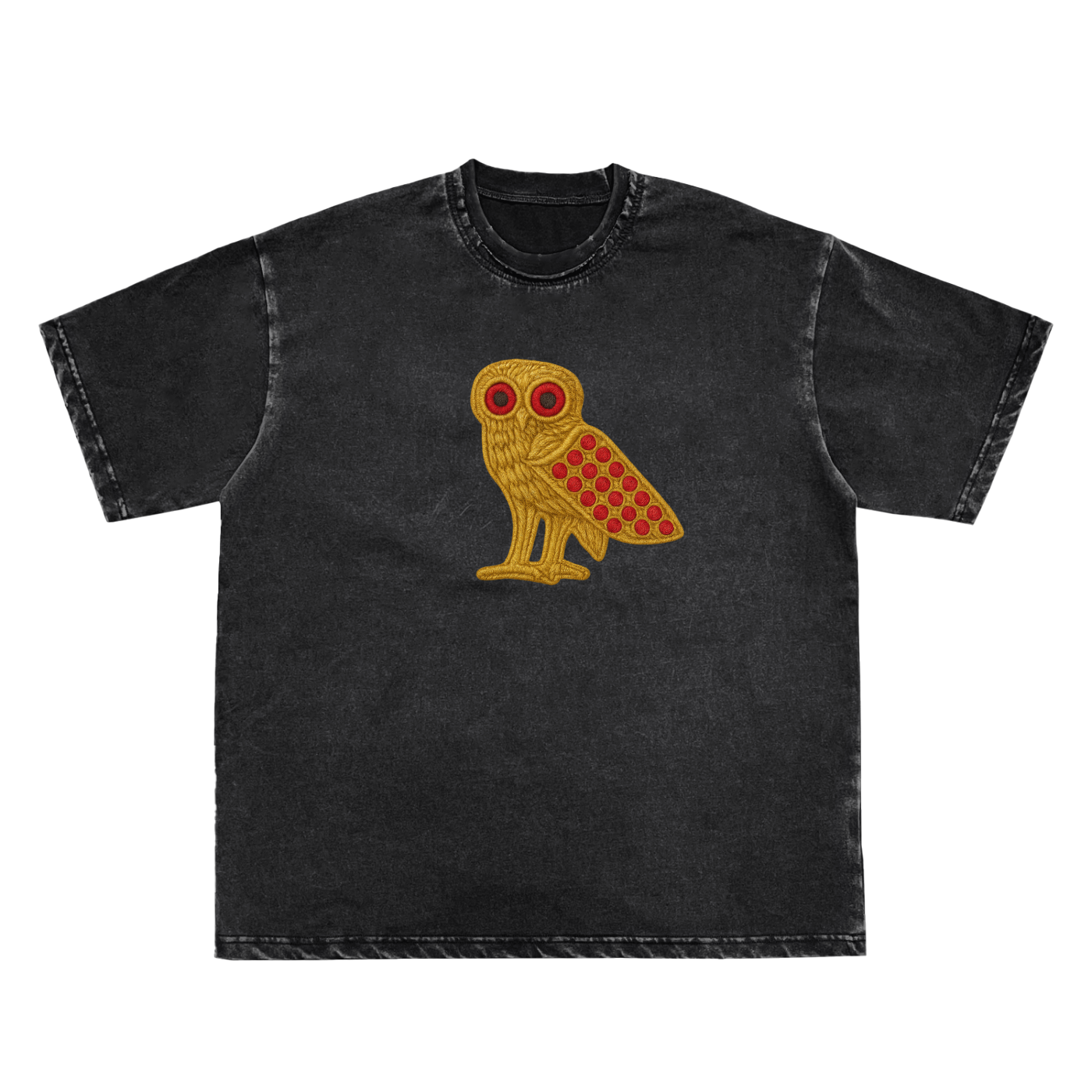 Double Neckline Scattered Edge Frayed Vintage Washed T-Shirt - 250 GSM