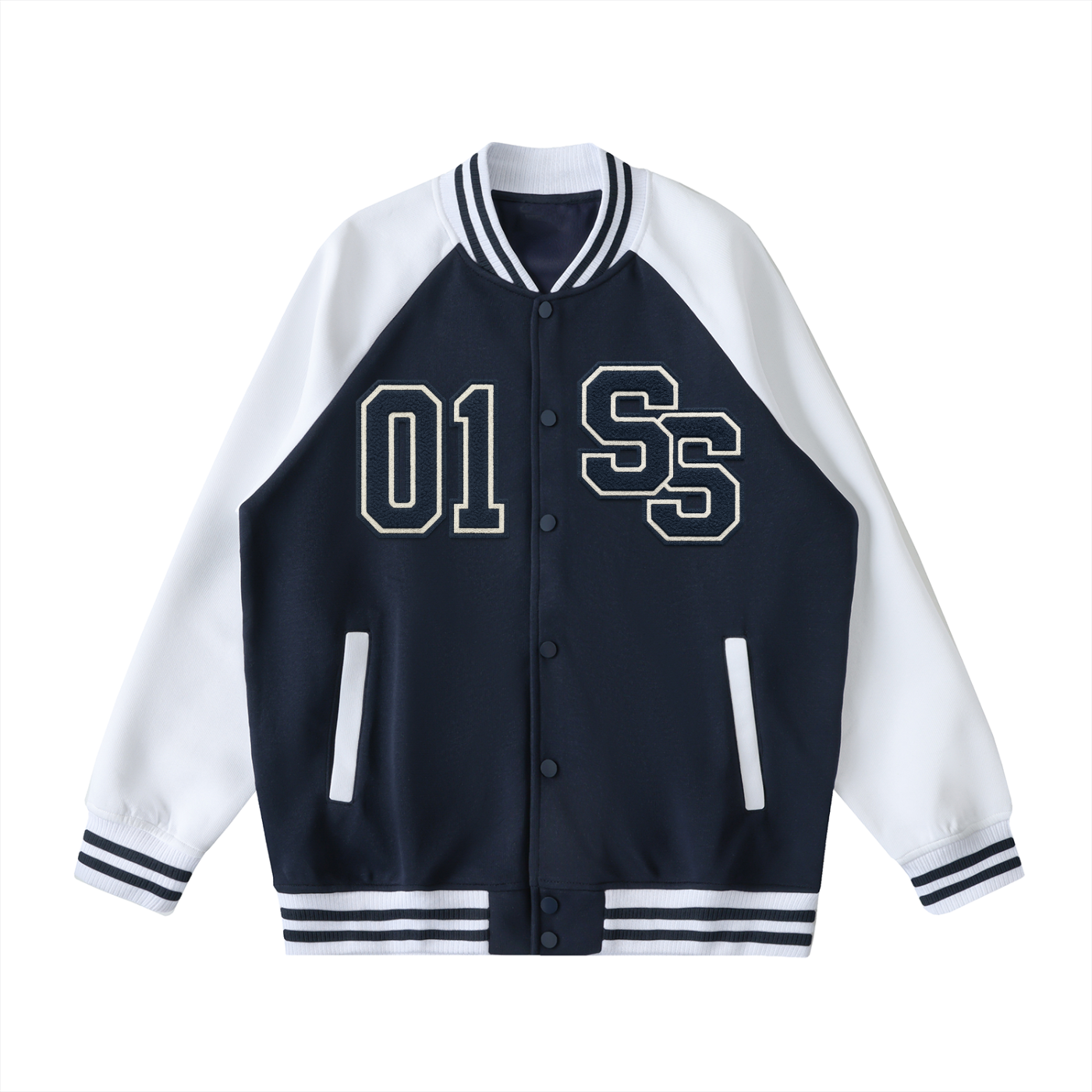 Two Tone Raglan Sleeve Varsity Jacket