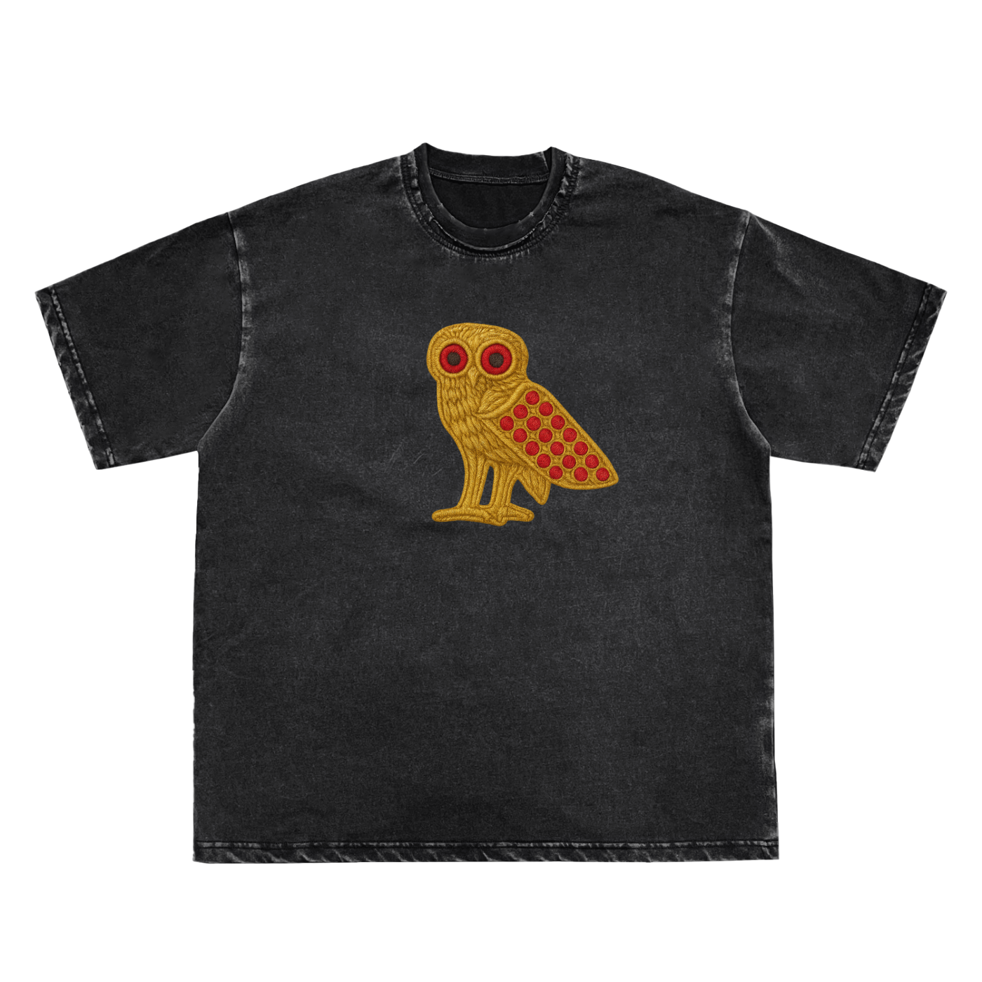 Double Neckline Scattered Edge Frayed Vintage Washed T-Shirt - 250 GSM